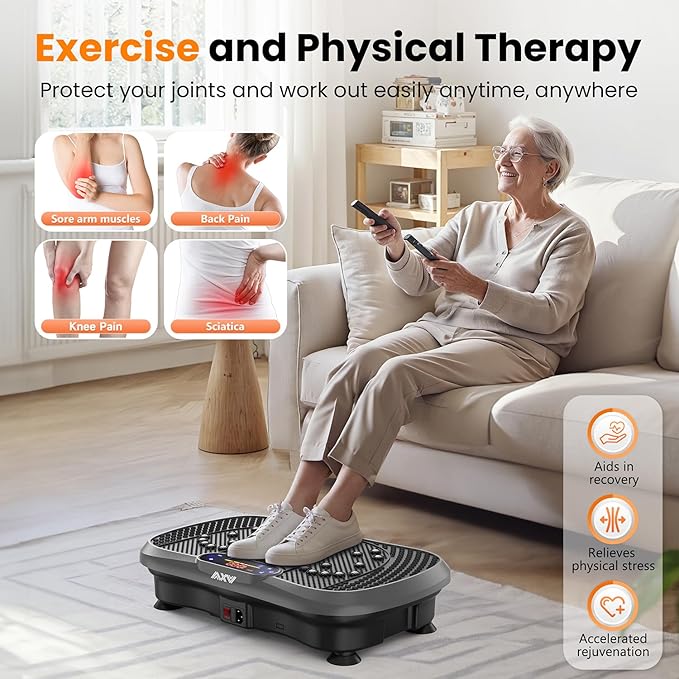 AXV Vibration Plate Fitness Platform Exercise Machine Vibrating Lymphatic Drainage Shaking Full Body Shaker Workout Vibrate Stand Shake Board Sport Gym for Weight Loss Fat Burner for Women Men