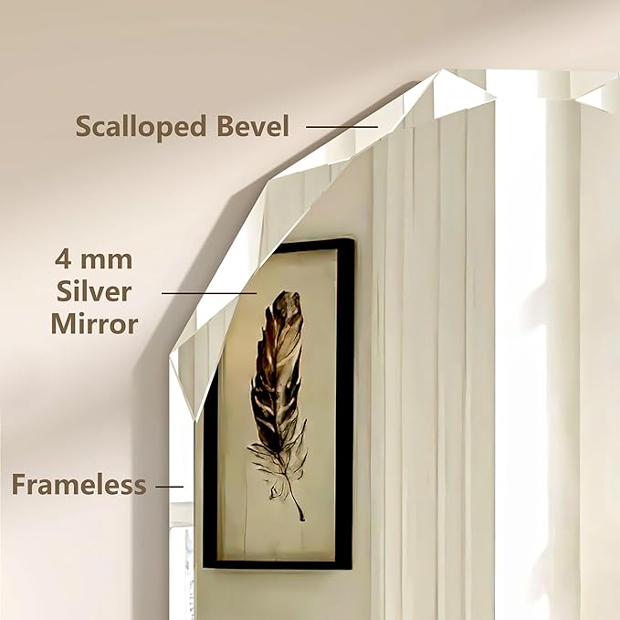 Bathroom Mirrors for Over Sink, Round Frameless Mirrors for Wall, 24x36 Inch Beveled Bathroom Mirror, Bathroom Vanity Circle Mirror for Bedroom Living Room Entryway Home Decor