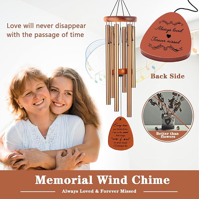 Memorial Gifts, Sympathy Wind Chimes Memorial Wind Chimes for Loss of Loved One Prime, Sympathy Gift, Bereavement/Remembrance Gifts in Memory of Loved One Mother Father, 30" Wooden