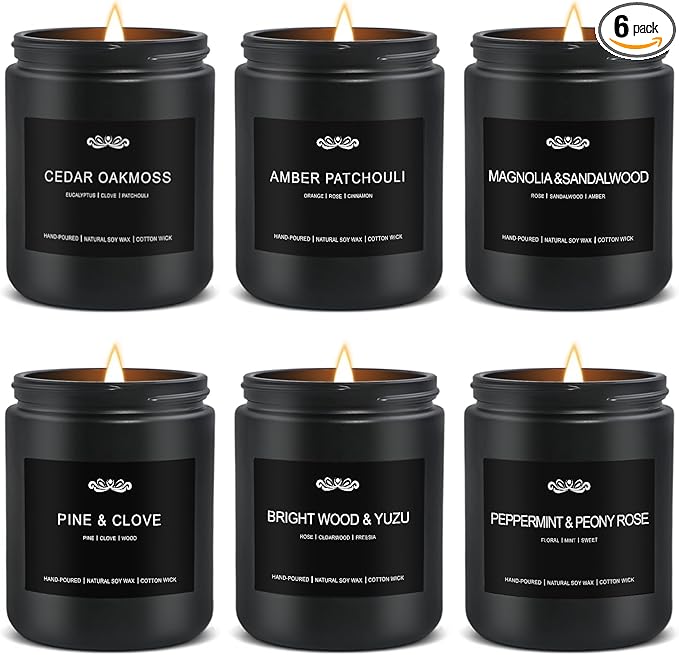 6 Pack Candles for Home Scented Aromatherapy Candles Gifts Set for Men, Men Candle Set, 42 oz 300 Hour Long Lasting Candles, Gifts for Mens, Birthday, Christmas, Anniversary Present