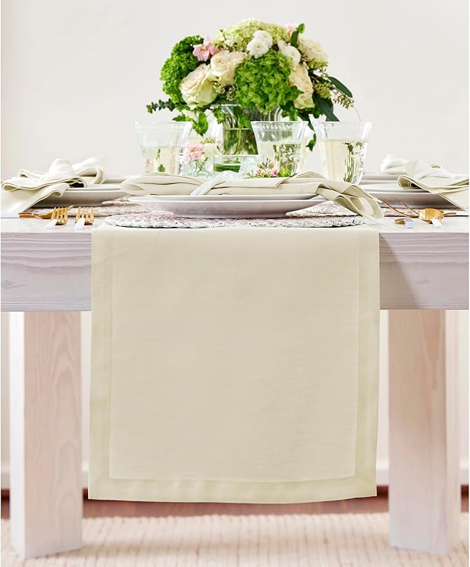 Solino Home Linen Table Runner 108 Inches Long - 100% Pure Linen Birch Table Runner 14 x 108 Inch for Fall, Autumn, Thanksgiving - Fete