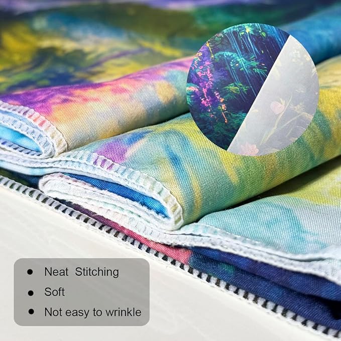 keowhsf Forest Waterfall Tapestry with Mushrooms and Flowers – Colorful Floral Plants Natural Landscape Wall Art, Fantasy Aesthetic Wall Hanging for Bedroom Decor