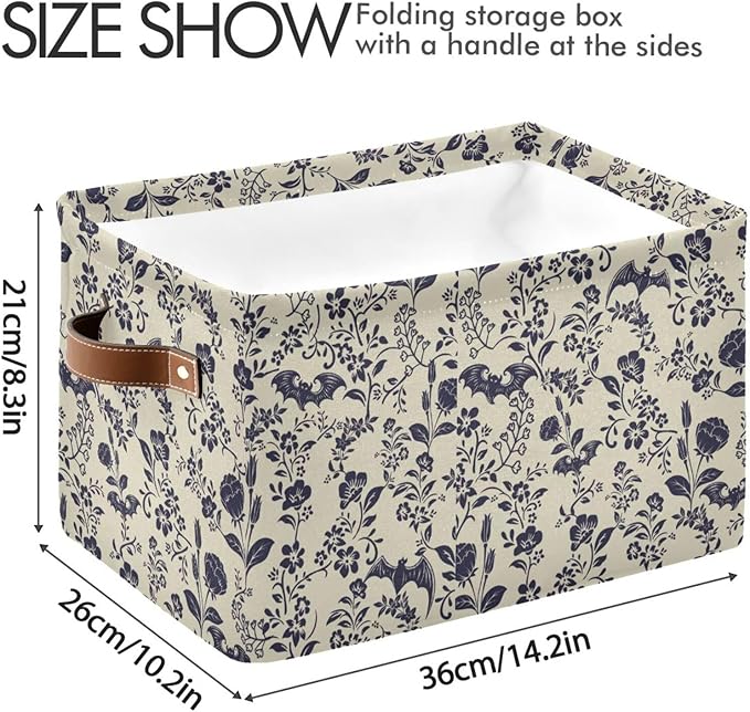 Storage Basket Bin Goth Bats Organizer Collapsible Shelf Basket Cube with Handle for Nursery Bedroom Bathroom