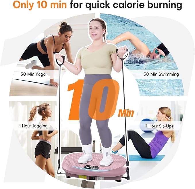 Curved Vibration Plate Exercise Machine, Vibrating Plate 400 lbs Capacity with 9 Auto Modes and 120 Adjustable Speeds, Large LED Display, Touch and Remote Control, Vibration Platform for Home