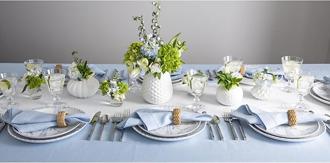 Solino Home Linen White Table Runner 72 Inches Long - 100% Pure Linen Hemstitch Table Runner 14 x 72 Inch for Dresser, Dining, Fall, Autumn, Halloween, Thanksgiving - Classic Hemstitch