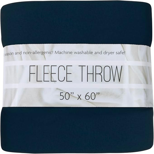 50x60 Throw Blankets, Ultra Soft Hypoallergenic Fleece Fall Throw Blanket for Livingroom, Couch, Chair, Bed, Navy Blue