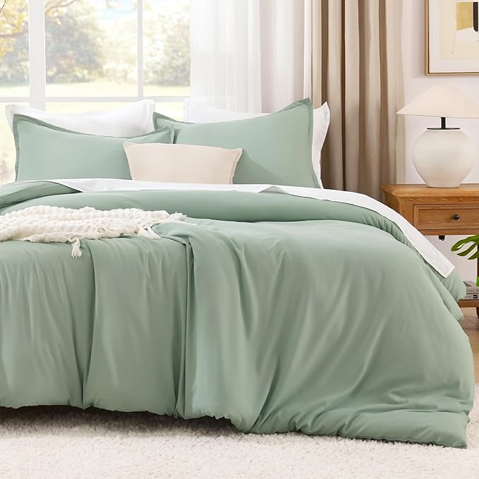 Litanika California King Comforter Set Sage Green - 3 Pieces Cal King Lightweight Solid Bed Comforter, Oversized Fluffy Down Alternative Comforter Quilt Blanket Bedding Set