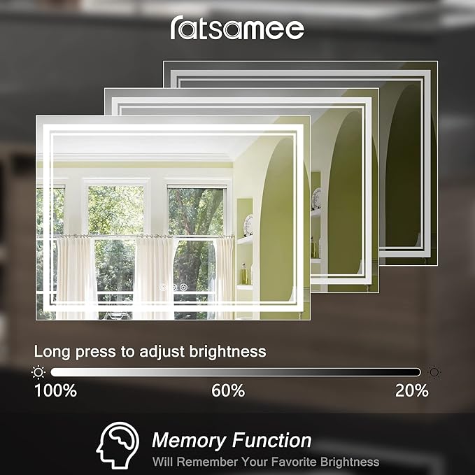 60x36 Inch Led Mirror for Bathroom with Front Light and Backlit, Dimmable Anti Fog Wall Bathroom Mirror with Led Lights, Water Proof, Decor Vanity Mirror