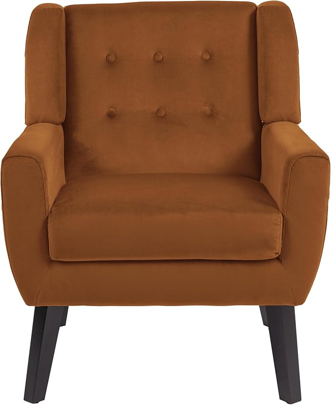 UIXE Accent Chairs Set of 2, Velvet Upholstered Armchair for Living Room, Modern Club Arm Chairs Comfy Single Sofa Button Tufted Bedroom Reading Seat - Orange
