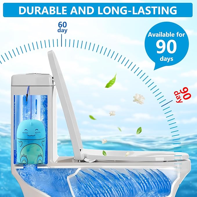 Toilet Bowl Cleaner-Cute Dinosaur-Shaped Toilet Bowl Cleaner Bottle Automatic Bathroom Toilet Tank Cleaner Easy-To-Use Septic Safe Toilet Cleaner in Bottle with Ocean Scent (1, blue)