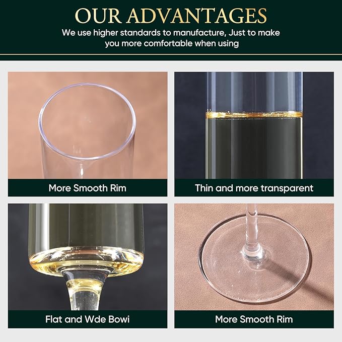 JYB&XY Champagne Flutes Set of 6 Hand Blown Elegant Champagne Glasses With Long Stem Elegant Sparkling Wine Stemware 6.5oz- for Women, Men, Wedding, Anniversary, Christmas, Birthday,Parties