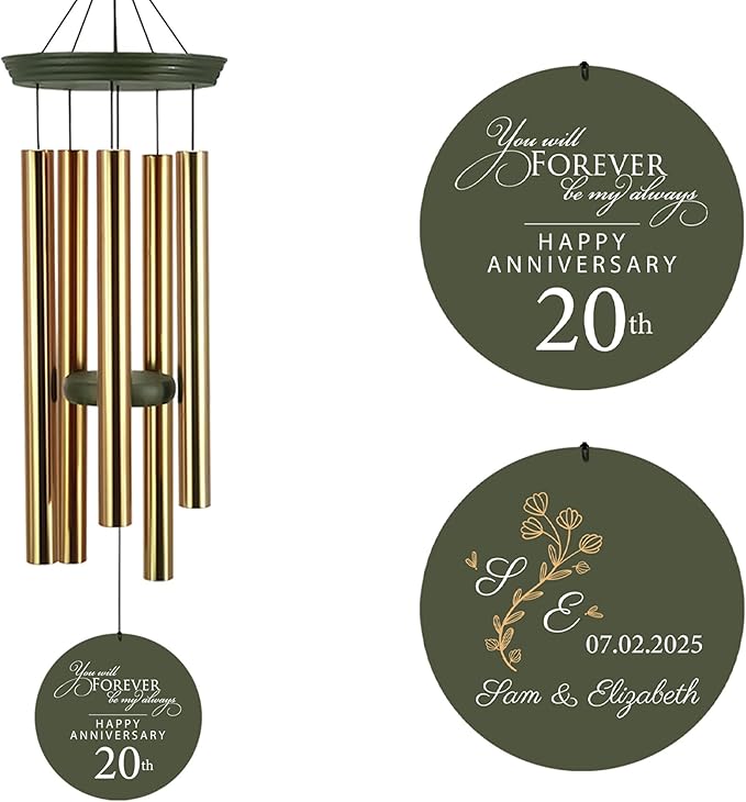 ASTARIN 20th Tree of Life Wind Chimes, Personalized Wind Chimes for Cople Women Men, Couple Gifts for Keepsake, Deep Tone Windchime Romantic Gift