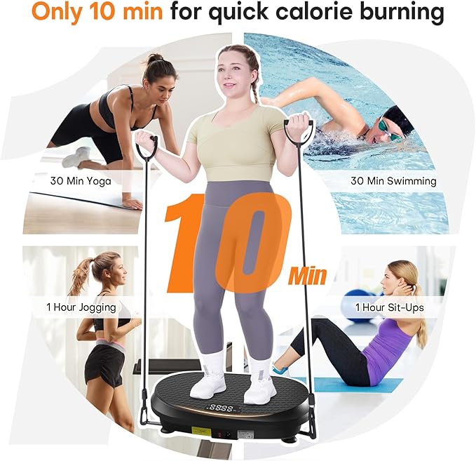Curved Vibration Plate Exercise Machine, Vibrating Plate 400 lbs Capacity with 9 Auto Modes and 120 Adjustable Speeds, Large LED Display, Touch and Remote Control, Vibration Platform for Home