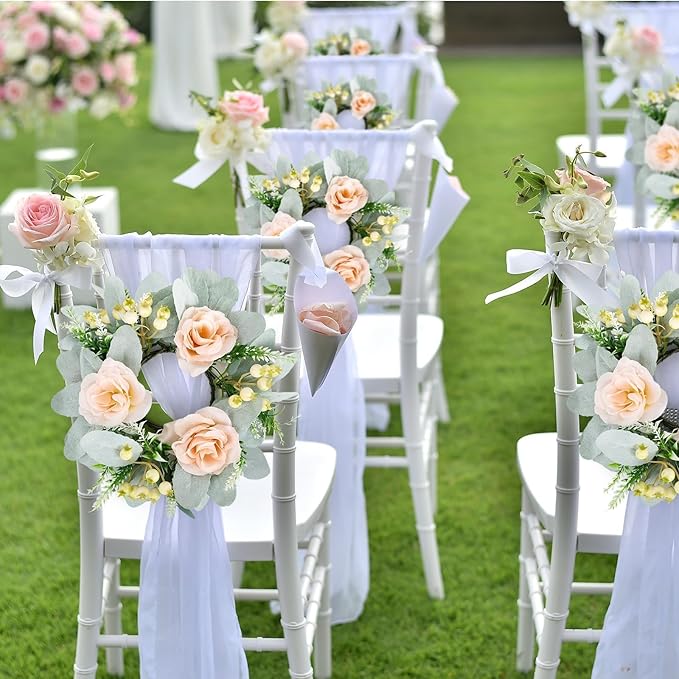 6 Pcs Wedding Rose Candle Rings Swag Wreath Artificial Floral Wreaths with Lamb Leaf Flower Candle Rings Candleholders Garland for Pillar Centerpiece Party Table Wall Window Farmhouse Decor