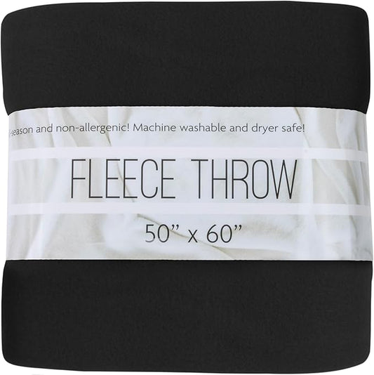 50x60 Throw Blankets, Ultra Soft Hypoallergenic Fleece Fall Throw Blanket for Livingroom, Couch, Chair, Bed, Black