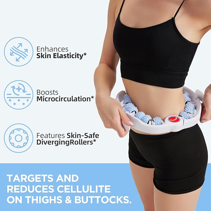 Cellulite Massage Tool Deep Fascia Massager & Dimpled Skin Remover for Legs - Anti-Cellulite Roller Tech with Lymphatic Drainage, Smooth Skin & Pain Relief for Thighs & Buttocks Sculpting