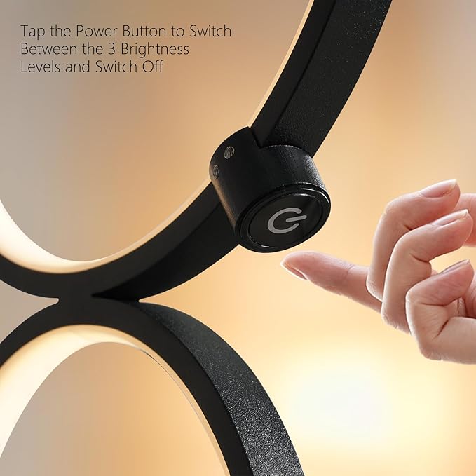 NUÜR 43.3" Modern Floor Lamp, LED Floor Lamp for Living Room, Dimmable, Circle Standing Lamp, Energy-Saving, Unique Lamp for Bedroom, Office, Home