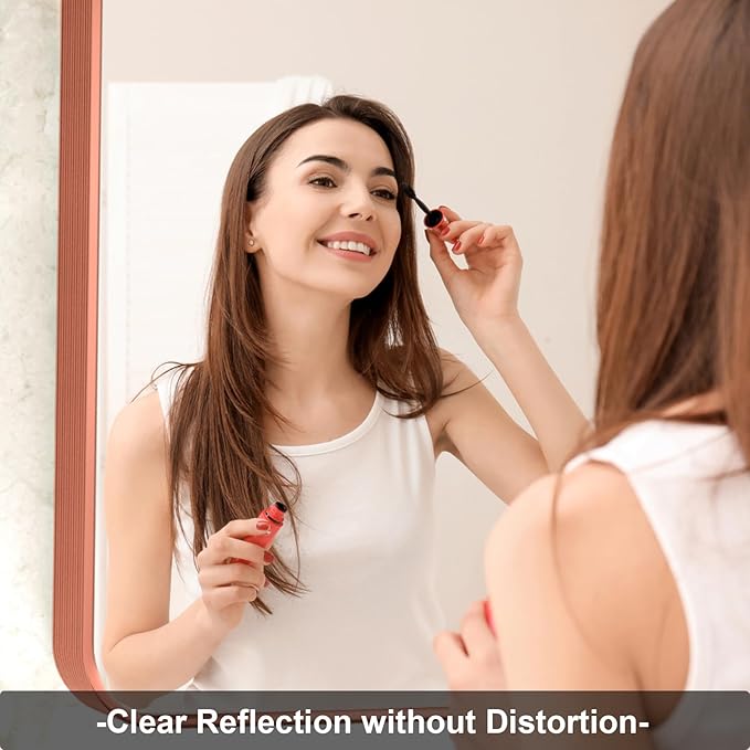 65 x 22 Inch Full Length Floor Mirror, Rose Gold Wall Mounted Full Body Mirror with Aluminum Alloy Brushed Ribbed Texture Frame, Tall Floor Mirror for Living Room/Entryway/Bedroom