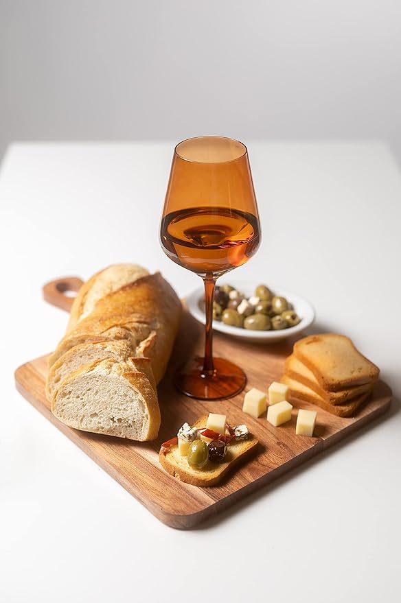 Saludi Original Dark Orange Leaf Wine Glasses, 16.5oz (Set of 6) Stemmed Single Color Rust Terracotta- Great for All Wine Types and Occasions or Gifts - Luxury, Durable, Hand-Blown