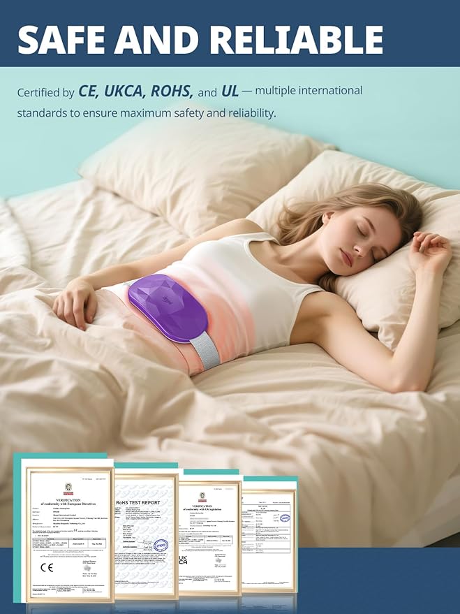 Slimpal Portable Heating Pad for Period Cramps, Electric Cordless Back Belly Waist Heating Pad for Menstrual Cramp Relief, Rechargeable Wearable Heat Belt Gifts for Her Women Girl Wife, Bright White