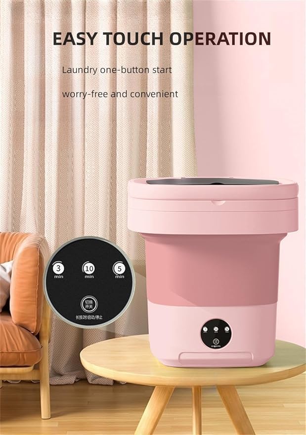 Portable Washing Machine, Mini Washer,16L Upgraded Large Capacity Foldable Washer.Deep Cleaning of Underwear, Baby Clothes and Other Small Clothes.Suitable for Apartments, Dormitories, Hotels.(Pink)