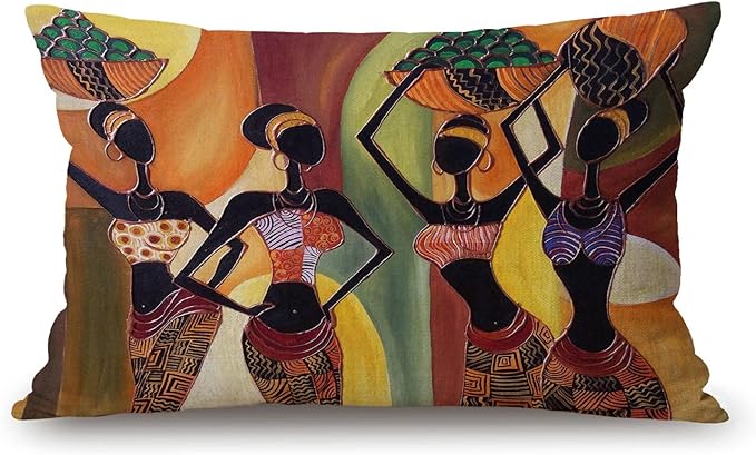 Farmhouse Decorative Outdoor Throw Pillow Covers for Couch Sofa Bed African Woman Pillow Cover Modern Decor Pillow Case 12 x 20 Inch Jcp135
