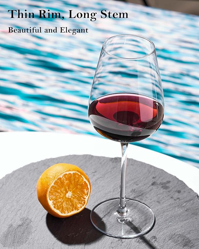 JBHO Hand Blown Bordeaux Wine Glasses - Set of 6-18 Ounce - Great Gift Packaging - Red Wine Glasses Lead-Free Premium Crystal Clear Glass