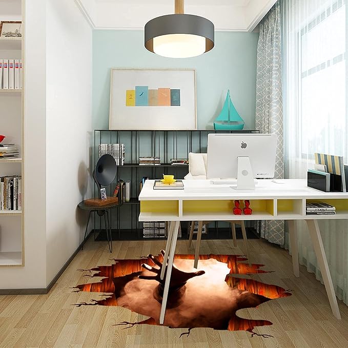 Halloween Wall Decals 3D Floor Wall Ceiling Stickers, Ghost Hand Scratching Wall Posters Removable Halloween Art Murals Window Clings Vinyl Wallpaper for Bedroom Bar Pub Living Room