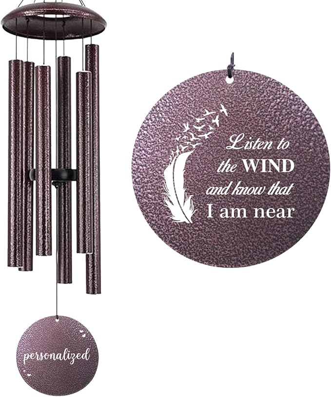 ASTARIN 36" Large Deep Tone Personalized Sympathy Wind Chimes, Memorial Wind Chime for Loss of Mother Father Loved One, Angel's Feather Bereavement Gifts Decor Outdoor Patio Garden(Produced in USA)