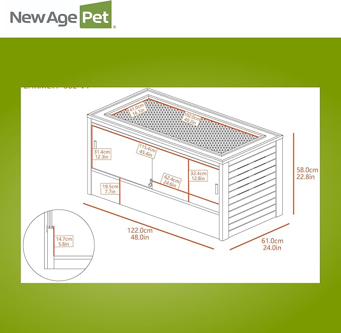 New Age Pet ECOFLEX 48" Mojave Reptile Lounge -Durable Wood Plastic Composite Habitat with Ventilation, Removable Glass Doors & Lock, Easy Assembly, for Tortoises, Snakes, Iguanas