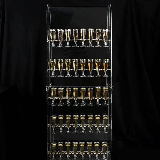 Tableclothsfactory 5ft Clear Acrylic 5-Tier Wine Glass Stemware Rack, Champagne Flute Holder Wall Stand