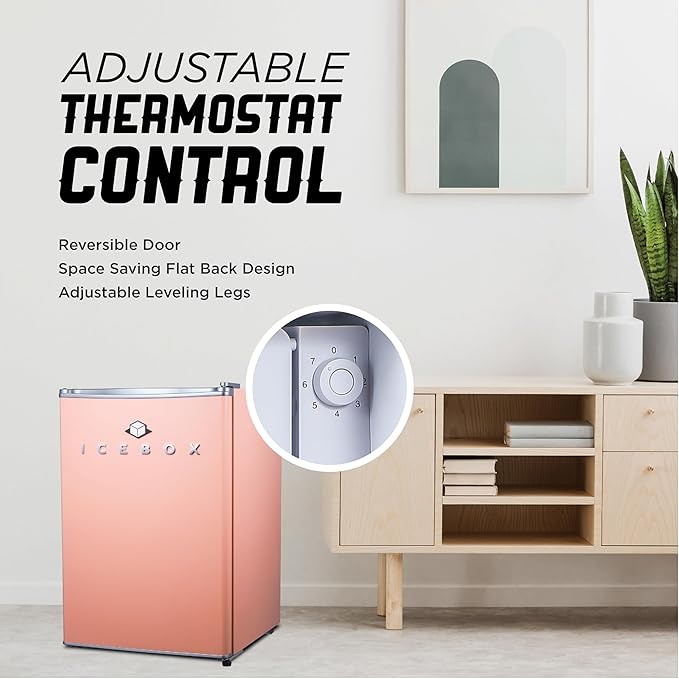 IBCR25BLS Compact, Energy Star Certified Small, Single Door Mini Fridge with Freezer Refrigerator, Large (2.5 cu ft), Blush Red