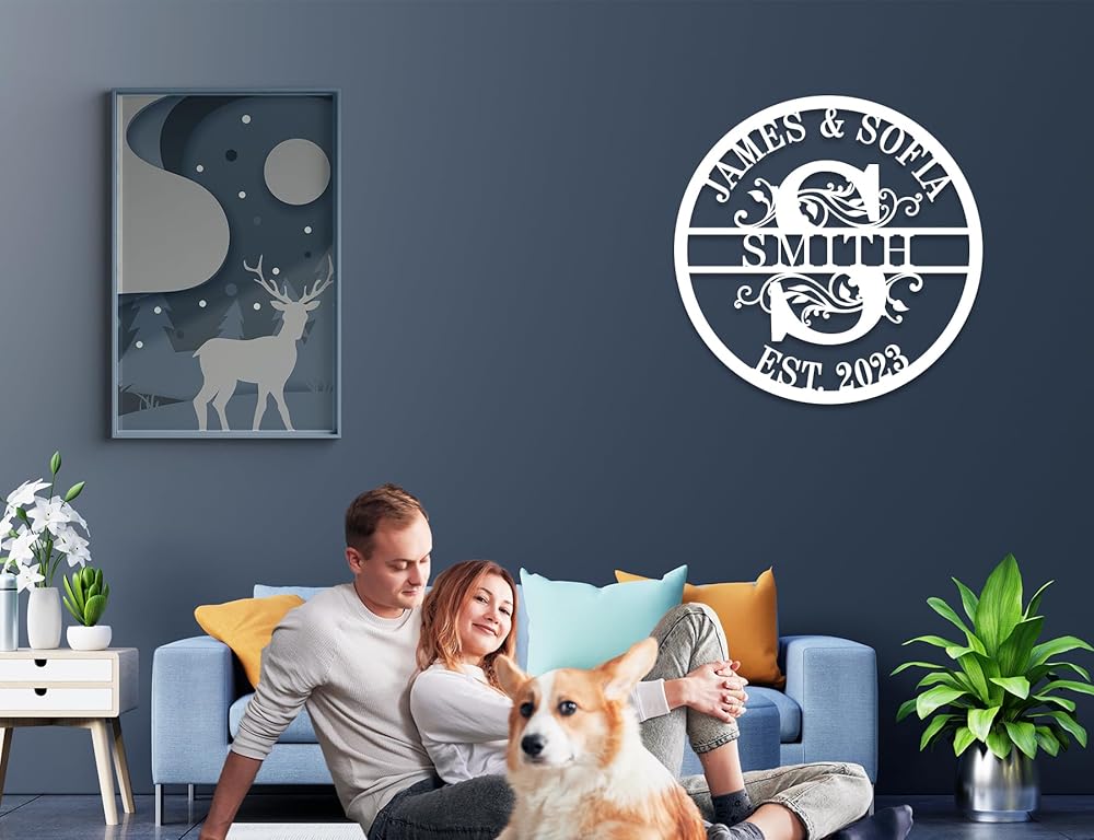 Custom Name Sign Initial Split Letter Monogram Sign Wedding Housewarming Gift