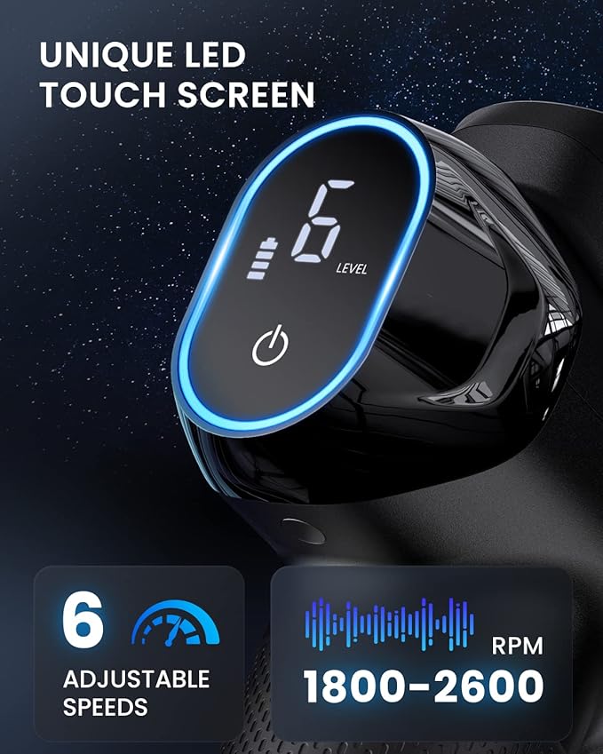 RENPHO Massage Gun Deep Tissue with 12mm Amplitude, Percussion Muscle Massage Gun, Portable Electric Handheld Massager Gun, LED Touch Display Carry Case Power