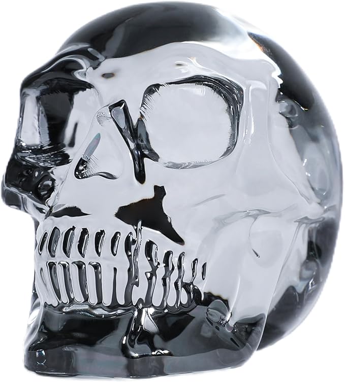 Model Statue for Home Décor Crystal Skull Decorative Figurine Gifts for Women Husbands Halloween Head Figurine Decoration Gift (Silver Skull)