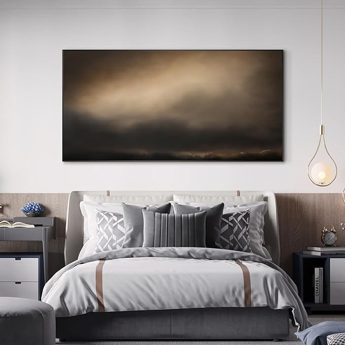 SIGNWIN 24"x46" Extra Large Framed Wall Art Golden Sunset Cloud, Moody Sky Scene for Home Living Room Bedroom Decor (Frame Assembly Required)