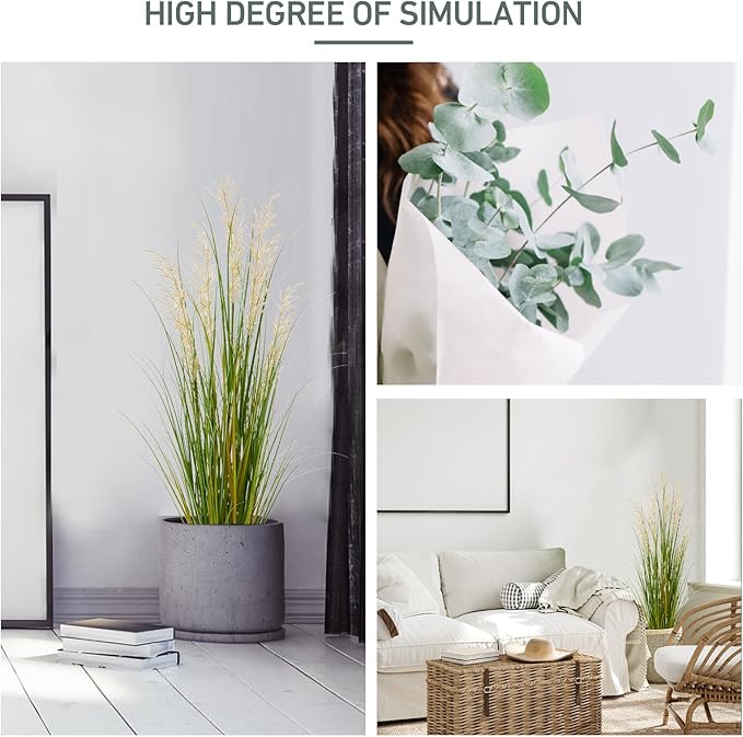 Artificial Plant, 47in Tall Pampas Grass, Faux House Plants in Pot, Indoor Decorative Flowers &Greenery for Home and Office, Ideal Housewarming Gift