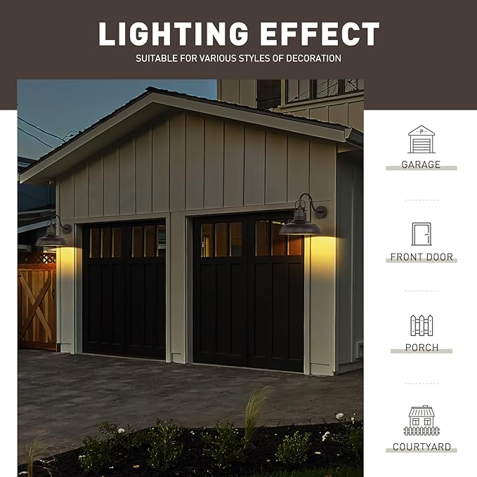 zeyu 18 Inch Gooseneck Barn Light, Farmhouse Outdoor Sconces Wall Lighting, Outdoor Barn Light for Garden Garage, Oil Rubbed Bronze Finish, 016-1BL ORB