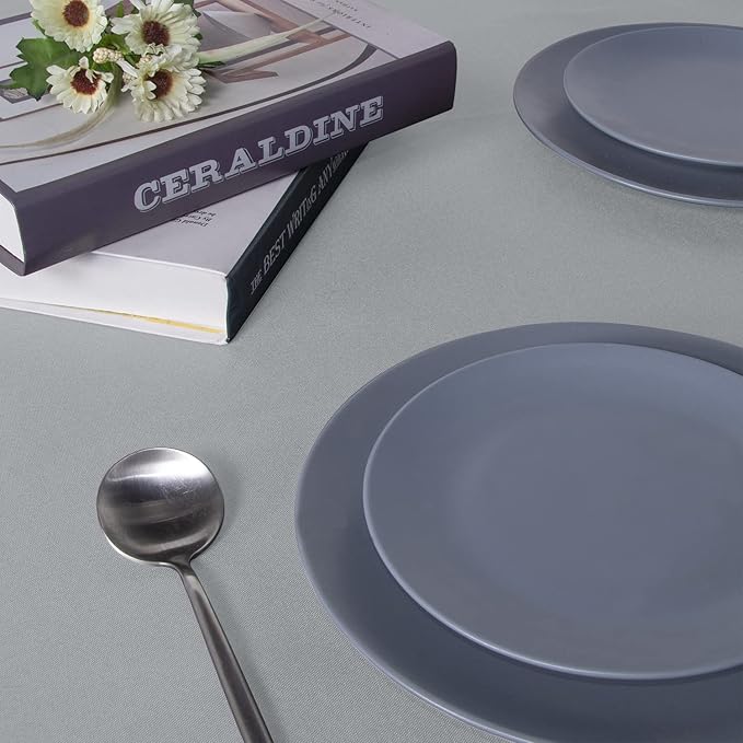 sancua Square Tablecloth - 60 x 60 Inch - Stain and Wrinkle Resistant Washable Polyester Table Cloth, Decorative Fabric Table Cover for Dining Tables, Buffet Parties and Camping, Silver Grey