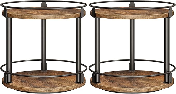 Spice Rack, Set of 2 Lazy Susan Organizer, 2-Tier Turntable Organizer, Rotating Spice Rack Organizer For Cabinet, Compact and Versatile, for Kitchen Countertop, Rustic Brown SR22L2BR