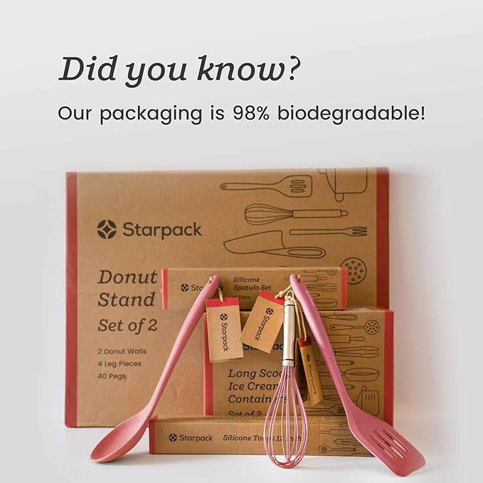 Starpack 'Like a Boss' XL Premium Silicone Cooking Utensils Set (6 Pcs) - Heat Resistant Kitchen Utensils 600°F - Non-Stick Silicone Utensil Set - Large Kitchen Utensils Set for Cooking & Serving