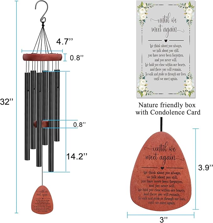 Memgift Memorial Wind Chime for Outside - Sympathy Gift for Loss of Loved One, Outdoor Keepsake in Memory of Family, Weather-Resistant Garden Decor