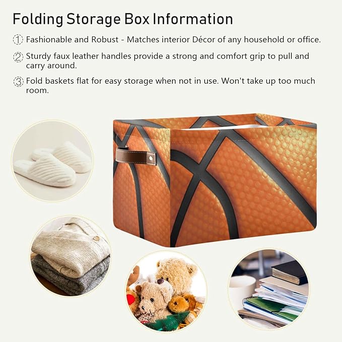 Storage Basket Bin Basketball Organizer Basket Collapsible Shelf Basket Cube with handle for Nursery Bedroom Bathroom, one sizex1