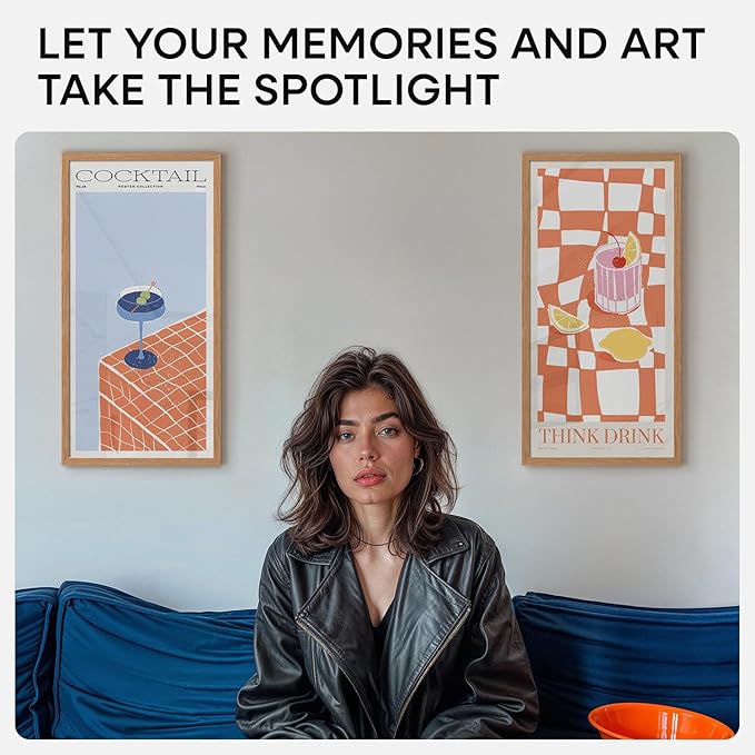 Homeforia 11x22 Newspaper Frame Wooden, High End Natural Oak 11 x 22 Picture Frame Light Wood without Mat, 22x11 Poster Frames for Wall, 11by22 Display Photo Frames, Tempered Glass, Wall Kit, Set of 1