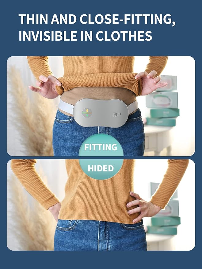 Slimpal Menstrual Heating Pad for Cramps, FSA HSA Eligible Approved, Portable Cordless Heating Pad for Period Pain Relief, Electric Heat Belt, Up to 8 Hours Constant Working, Gifts for Women Girl Grey