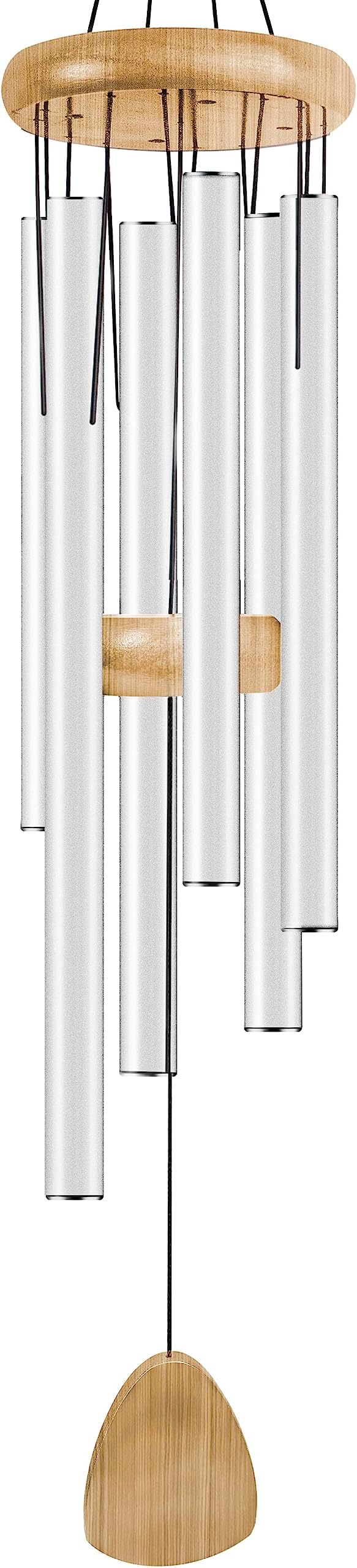 Large Aluminium Wind Chimes 37 Inches to Create a Zen Atmosphere Suitable for Outdoor, Garden, Patio Decoration. Classic Wind Chimes with Wind Catcher Suitable as A Gift for Unisex(White)