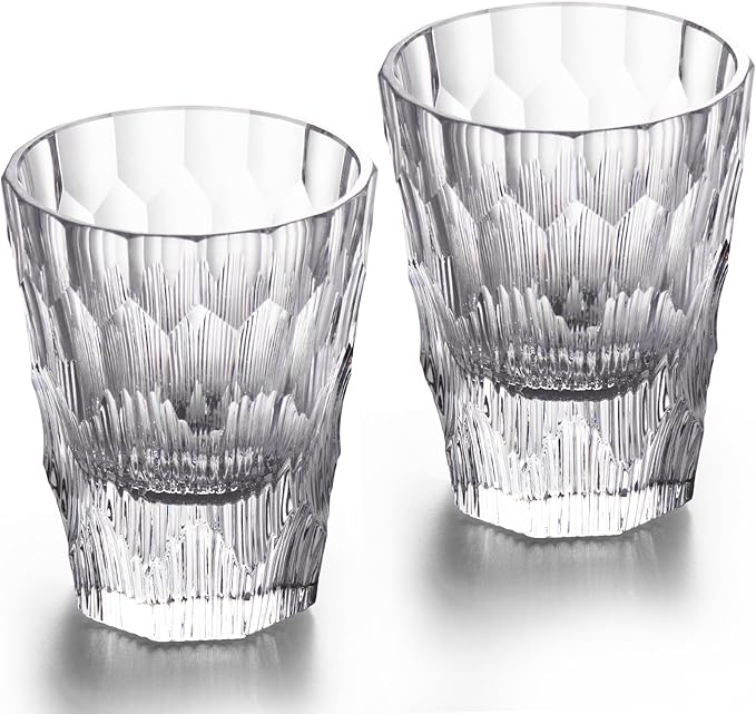 KAMMAK Crystal Whiskey Glasses Set of 2, Handcrafted 6.09oz Old Fashioned Glasses Stemless, Luxury Cocktail Glasses, Hand Blown Scotch Cup for Women, Men Gift for Rocks, Bourbon, Bar Barware