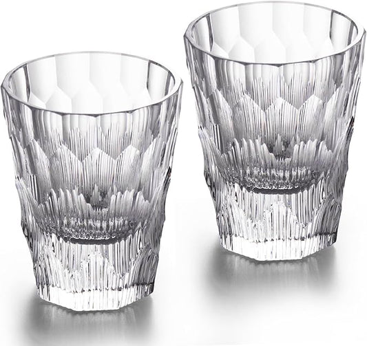 KAMMAK Crystal Whiskey Glasses Set of 2, Handcrafted 6.09oz Old Fashioned Glasses Stemless, Luxury Cocktail Glasses, Hand Blown Scotch Cup for Women, Men Gift for Rocks, Bourbon, Bar Barware