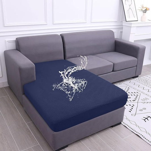 hyha Waterproof Sectional Couch Covers, Non Slip Sofa Couch Cushion Covers L Shape, Thick Stretch Jacquard Fabric, Washable Sofa Slipcovers with Elastic Bottom (1 Piece for Chaise XL, Navy)