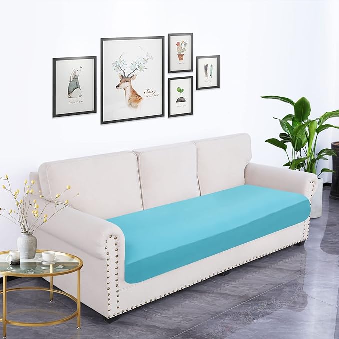 hyha Waterproof Couch Cushion Covers, Stretch Sofa Couch Seat Slipcover for Dog Washable, Non-Slip Waterproof Outdoor Cushion Covers for Patio Furniture Replacement (1 Piece for Large, Peacock Blue)